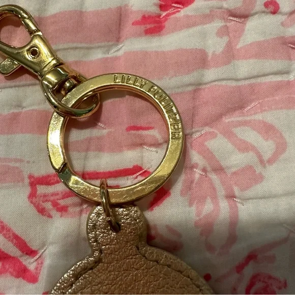 Lilly Pulitzer Gold Leather Key Fob Keychain Bag Charm from Advent Calendar - Picture 4 of 6